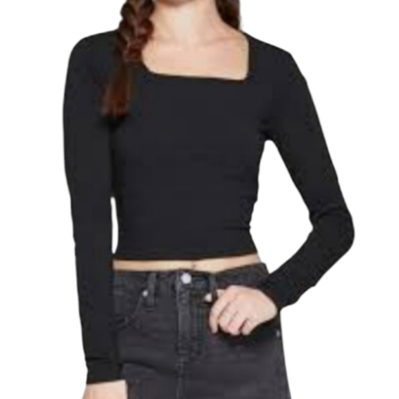 wild fable Tops - NWT Wild Fable Black Side Shirred Long Sleeve Top Size XS